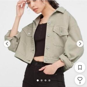 Uniqlo Cropped Jean Jacket in Sage